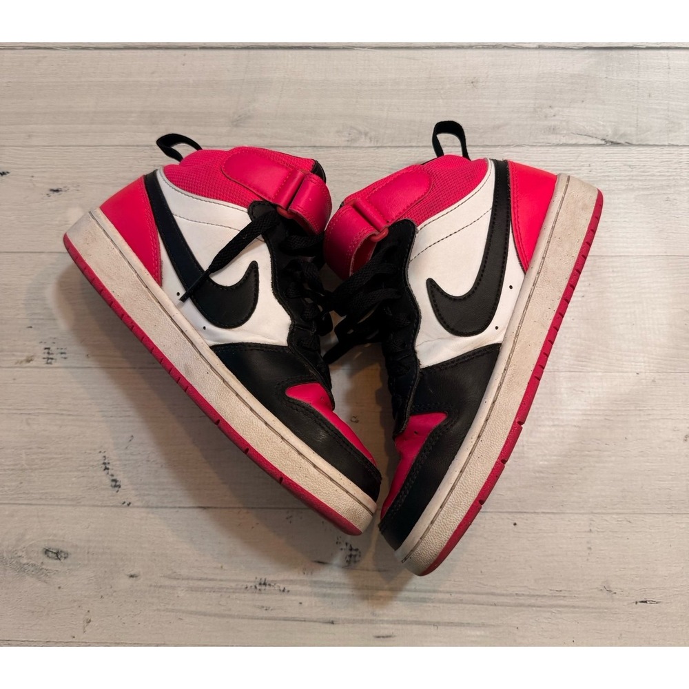 Nike Court Borough Mid 2 kids white fierce pink black big kids size 4